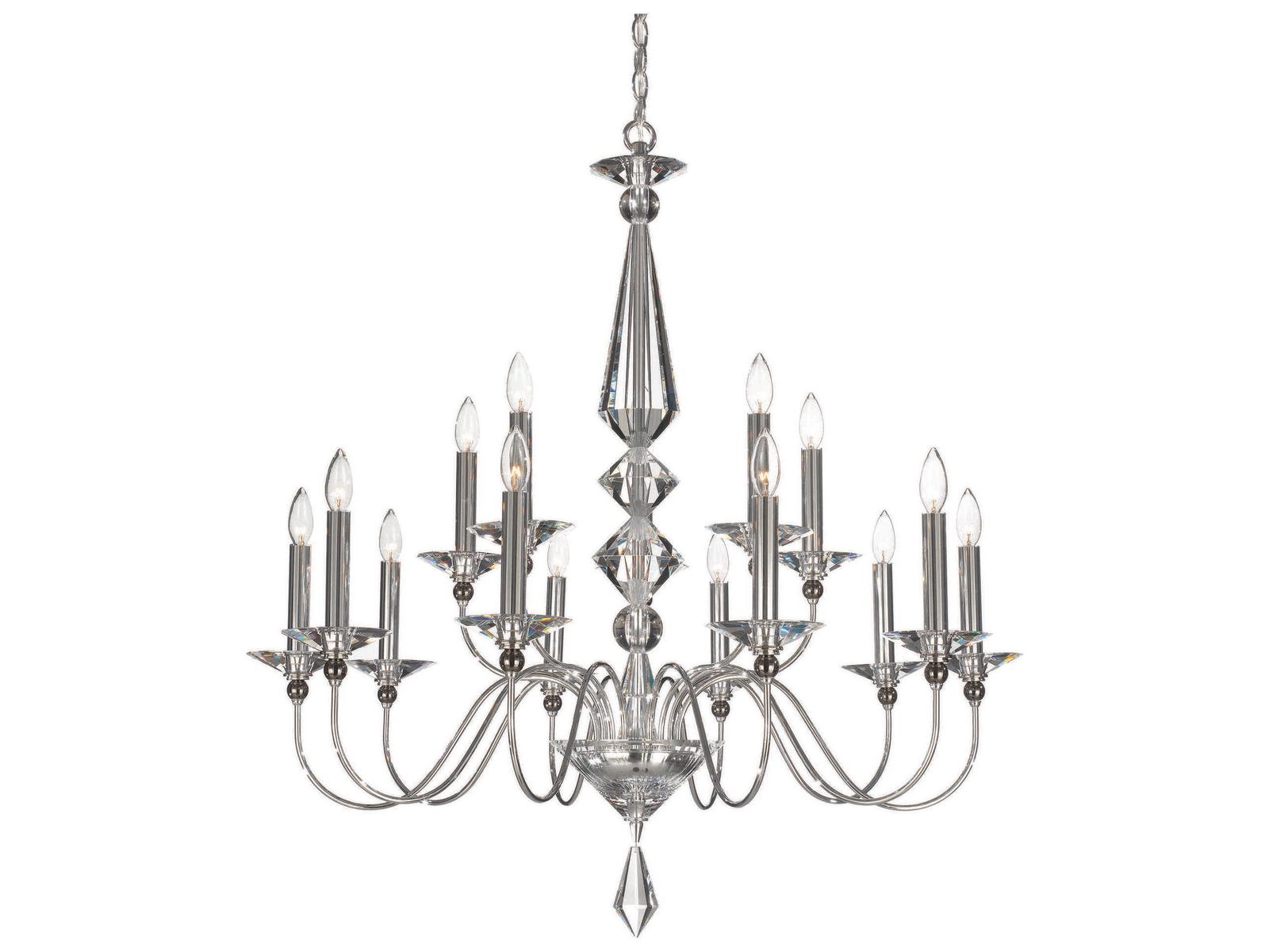 Schonbek Jasmine 15-Light Chandelier with Optic Crystal in Polished Silver