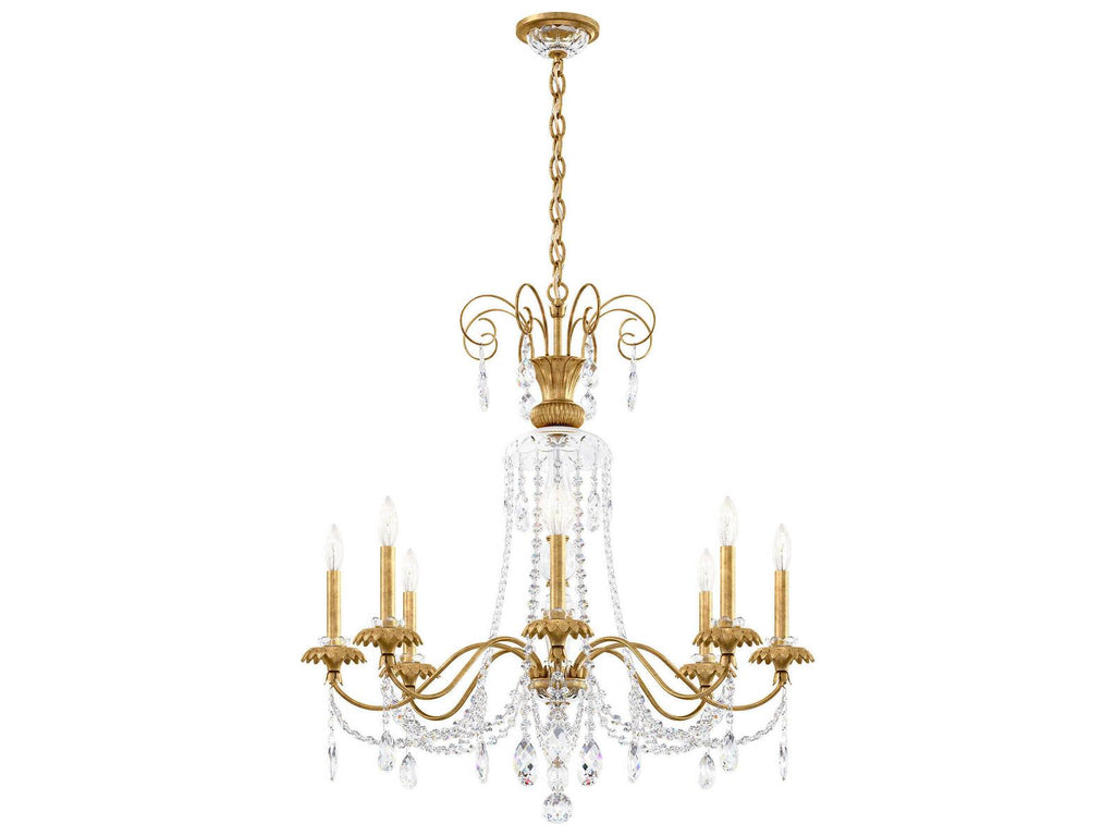 Schonbek Helenia 8-Light Heirloom Gold Crystal Candelabra Chandelier