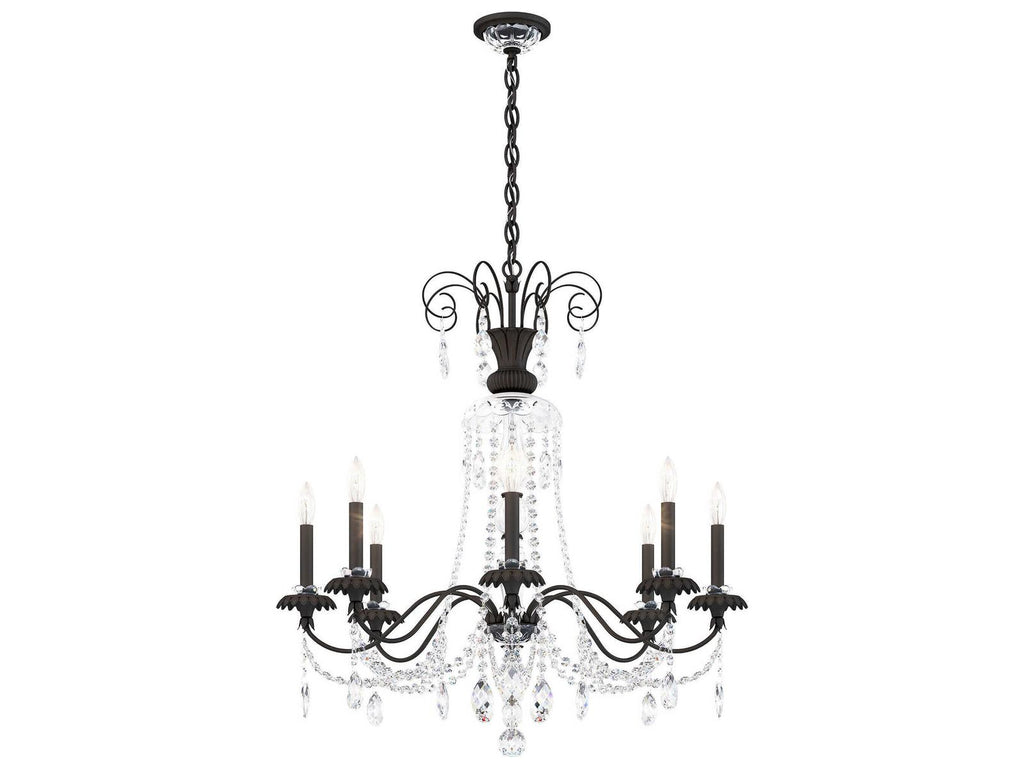 Schonbek Helenia 8-Light Crystal Chandelier in Black with Heritage Handcut Crystal