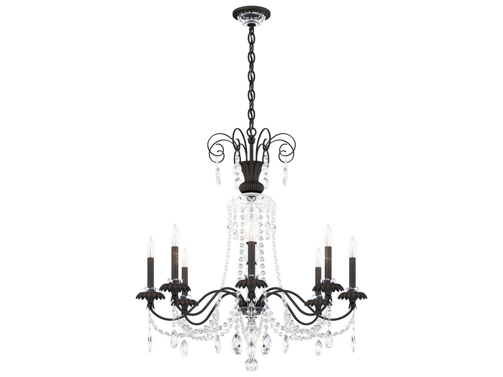 Schonbek Helenia 8-Light Crystal Chandelier in Black with Heritage Handcut Crystal