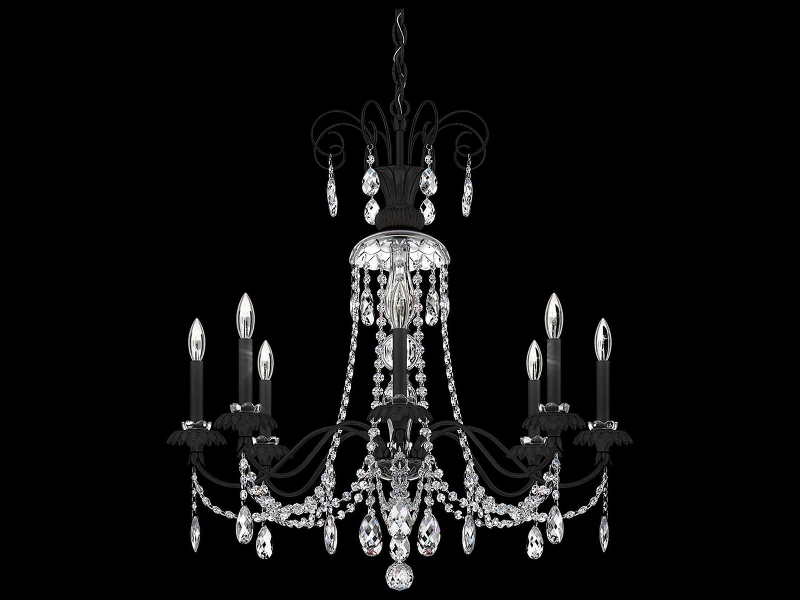 Schonbek Helenia 8-Light Crystal Chandelier in Black with Heritage Handcut Crystal