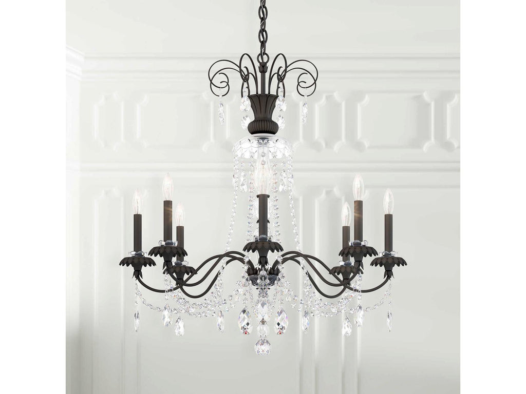 Schonbek Helenia 8-Light Crystal Chandelier in Black with Heritage Handcut Crystal