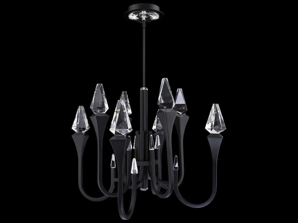 Schonbek Plumeria 8-Light LED Chandelier in Black with Clear Optic Crystal