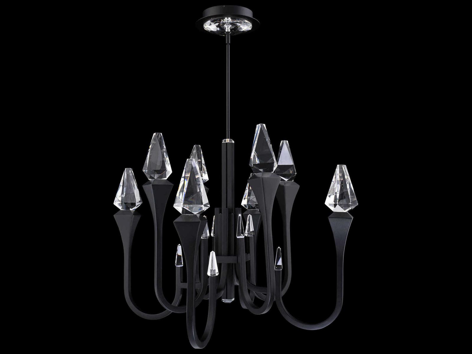 Schonbek Plumeria 8-Light LED Chandelier in Black with Clear Optic Crystal
