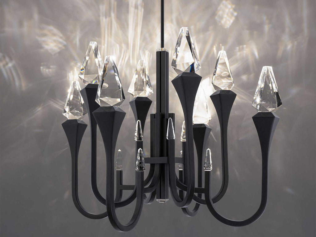 Schonbek Plumeria 8-Light LED Chandelier in Black with Clear Optic Crystal