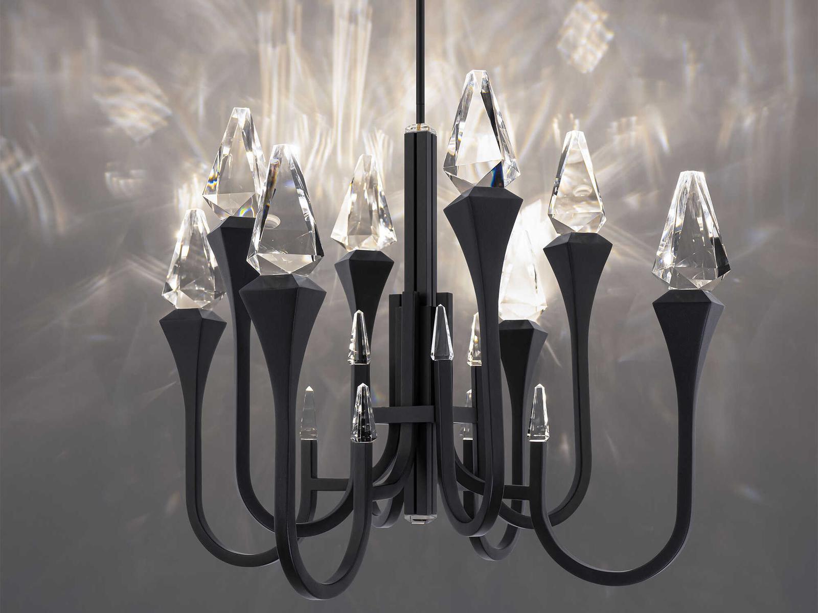 Schonbek Plumeria 8-Light LED Chandelier in Black with Clear Optic Crystal