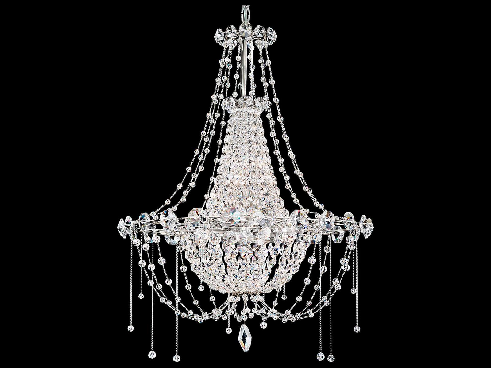 Schonbek Chrysalita 6-Light Crystal Empire Chandelier in Polished Stainless Steel