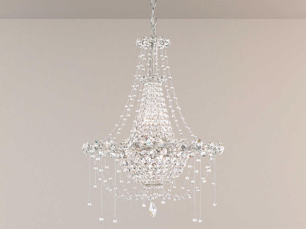 Schonbek Chrysalita 6-Light Crystal Empire Chandelier in Polished Stainless Steel