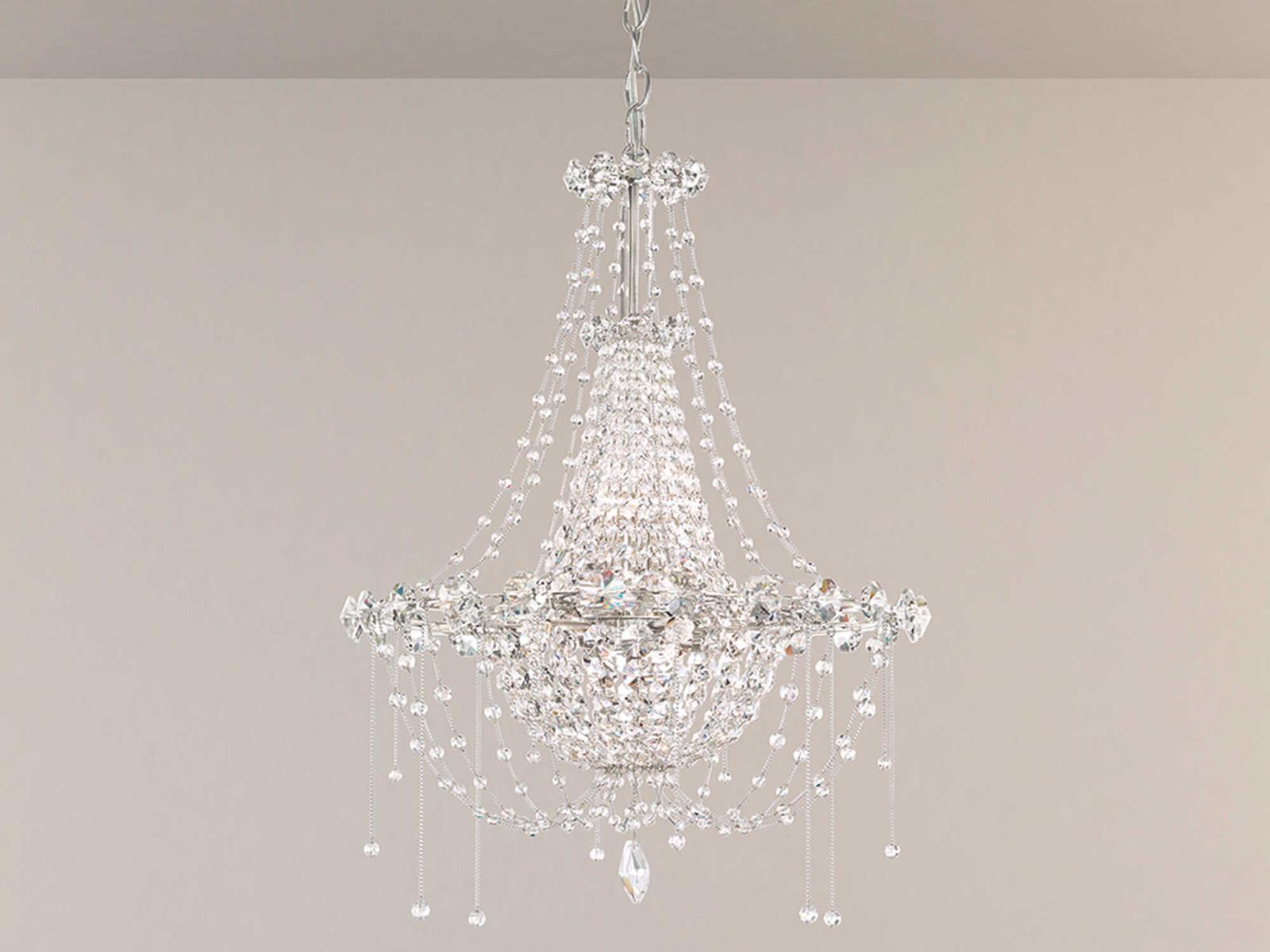 Schonbek Chrysalita 6-Light Crystal Empire Chandelier in Polished Stainless Steel