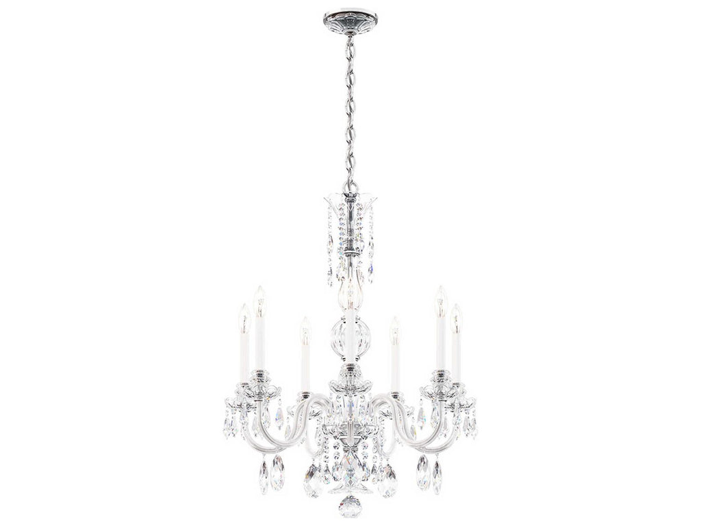 Schonbek Hamilton Nouveau 7-Light Crystal Chandelier in Polished Silver with Heritage Handcut Crystal