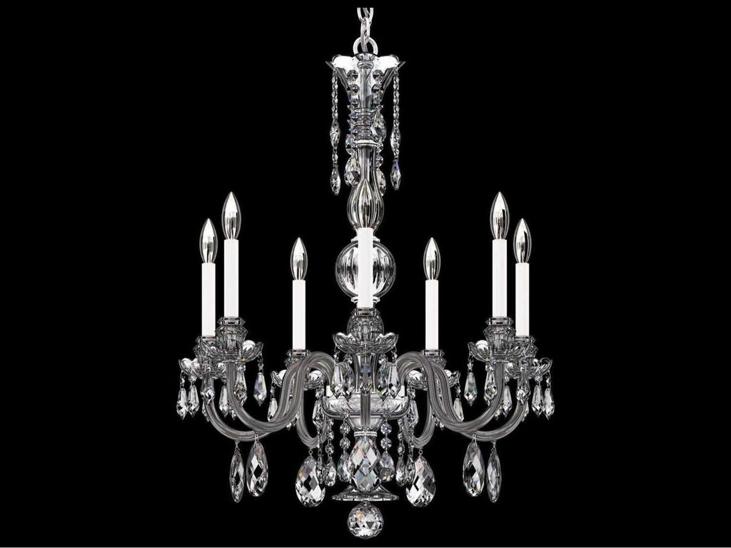 Schonbek Hamilton Nouveau 7-Light Crystal Chandelier in Polished Silver with Heritage Handcut Crystal
