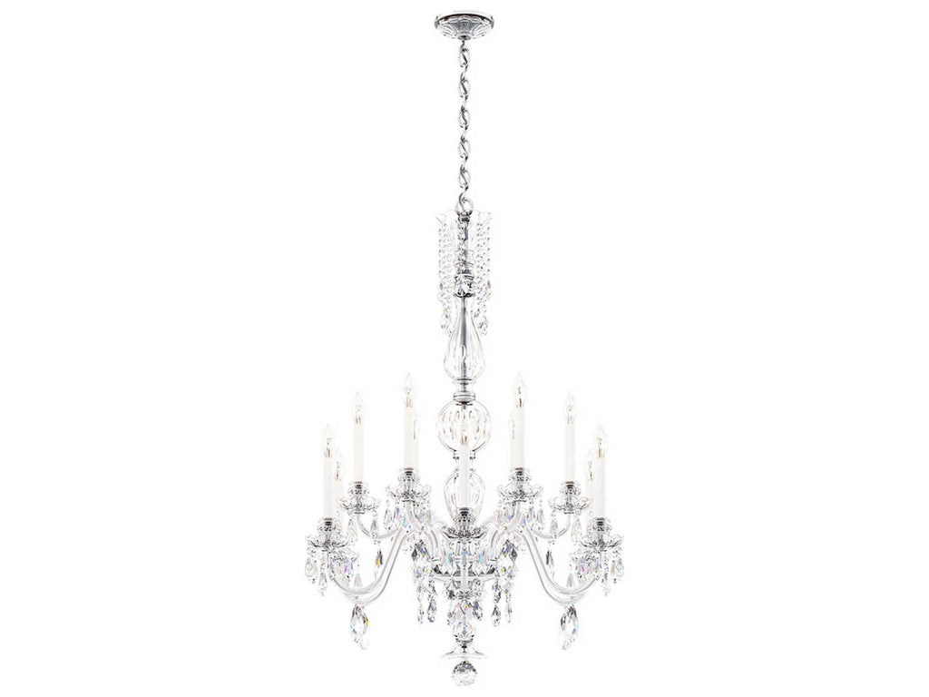 Schonbek Hamilton Nouveau 12-Light Crystal Candelabra Chandelier in Polished Silver