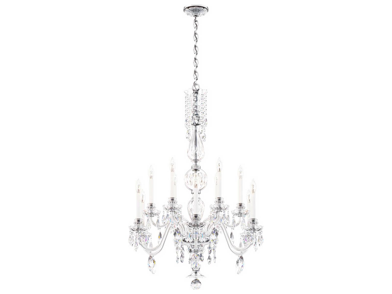 Schonbek Hamilton Nouveau 12-Light Crystal Candelabra Chandelier in Polished Silver