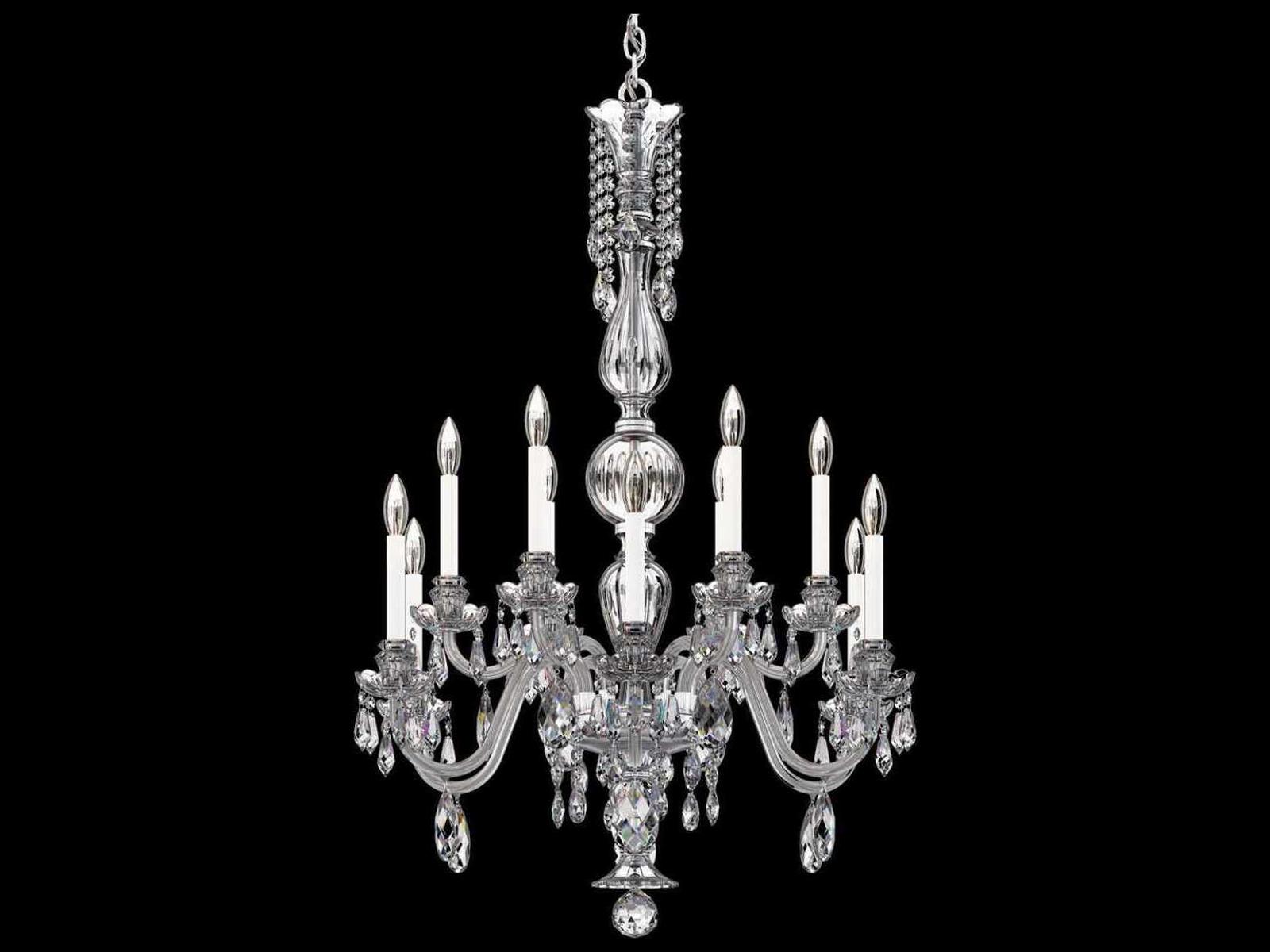 Schonbek Hamilton Nouveau 12-Light Crystal Candelabra Chandelier in Polished Silver