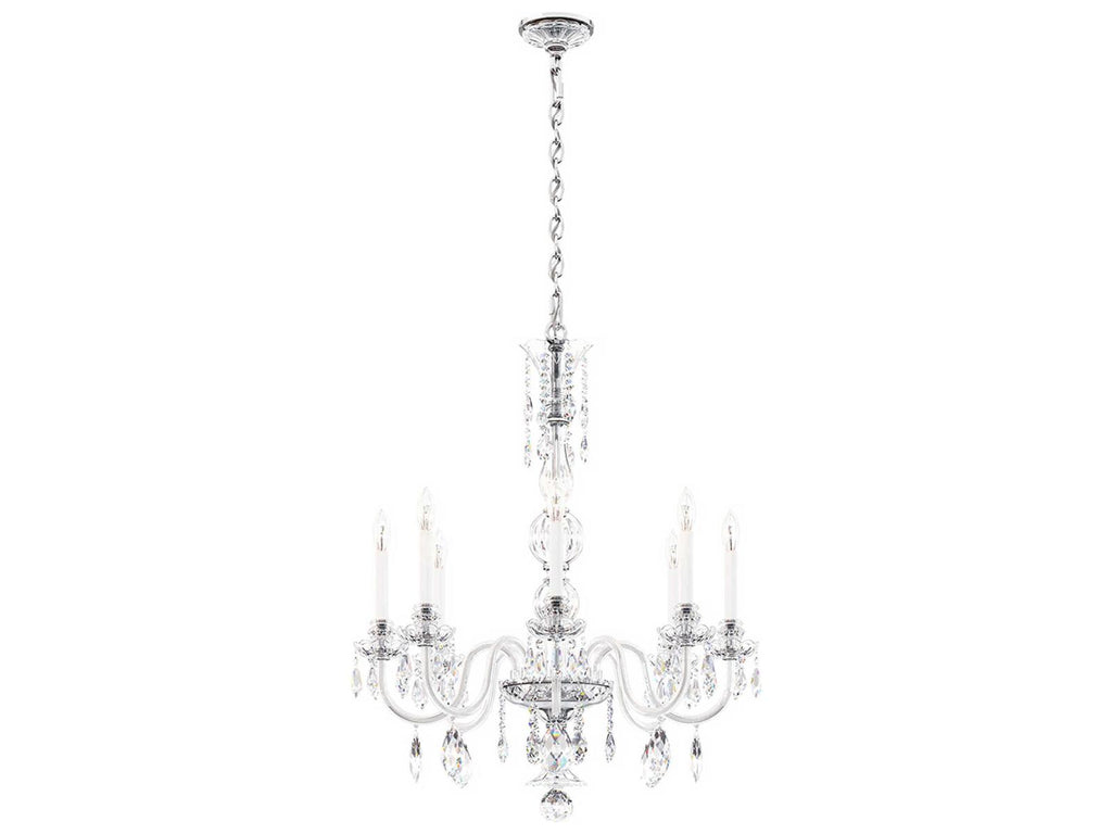 Schonbek Hamilton Nouveau 8-Light Crystal Chandelier in Polished Silver
