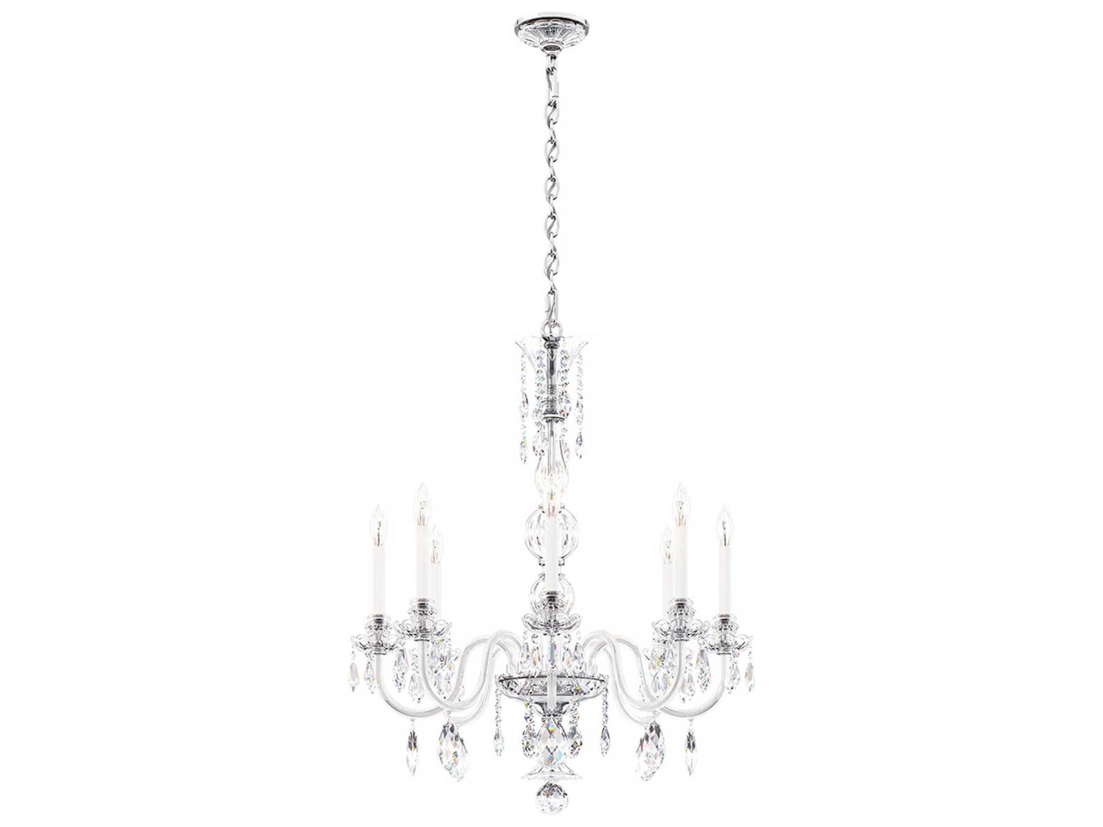 Schonbek Hamilton Nouveau 8-Light Crystal Chandelier in Polished Silver