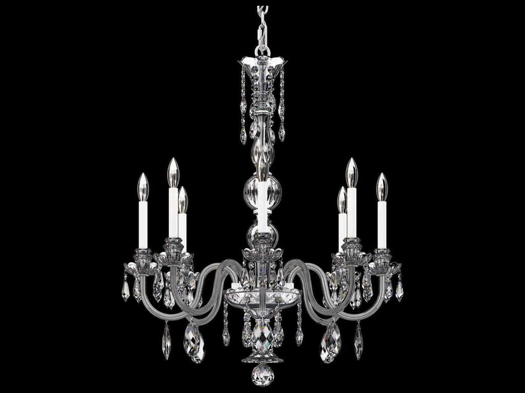 Schonbek Hamilton Nouveau 8-Light Crystal Chandelier in Polished Silver