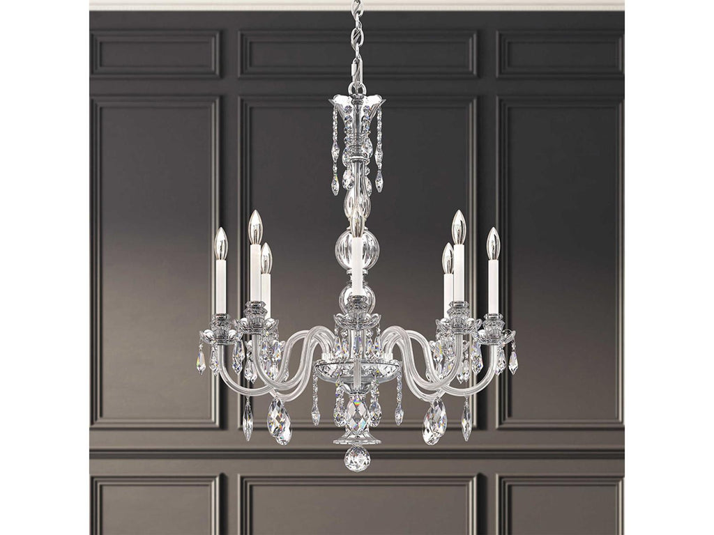 Schonbek Hamilton Nouveau 8-Light Crystal Chandelier in Polished Silver