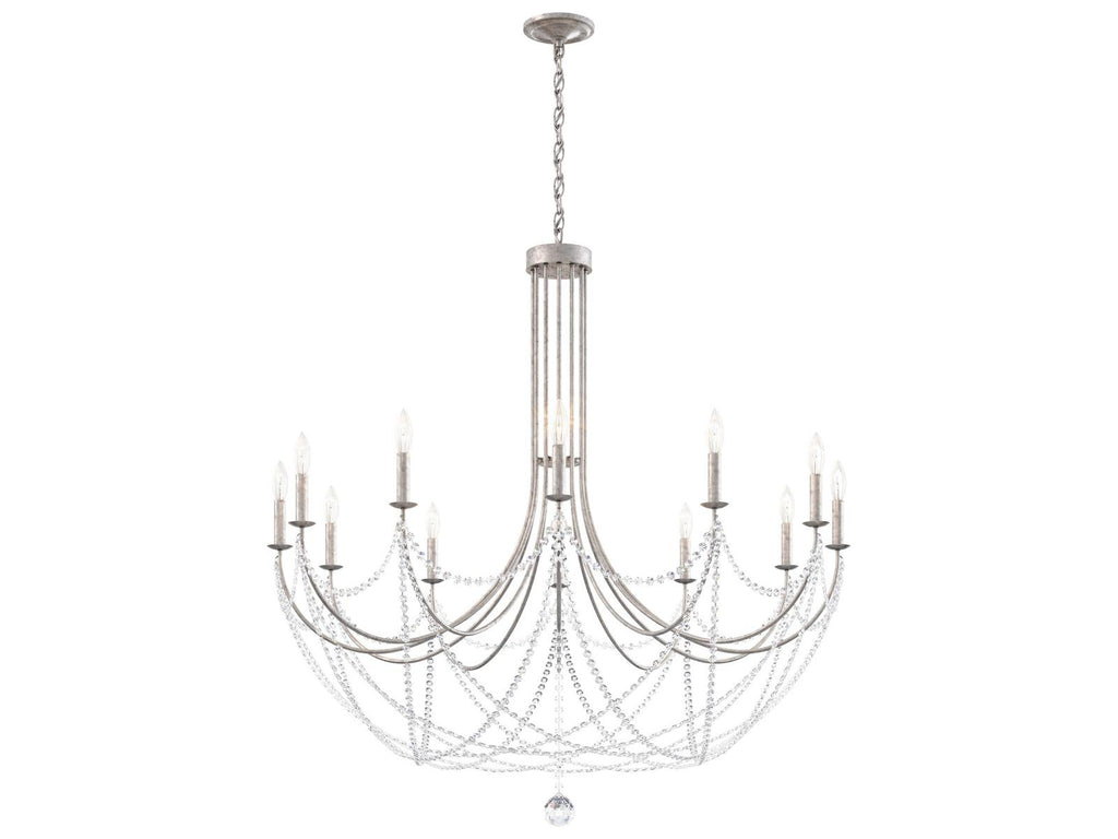 Schonbek 12-Light Verdana Candelabra Chandelier in Antique Silver with Optic Crystal