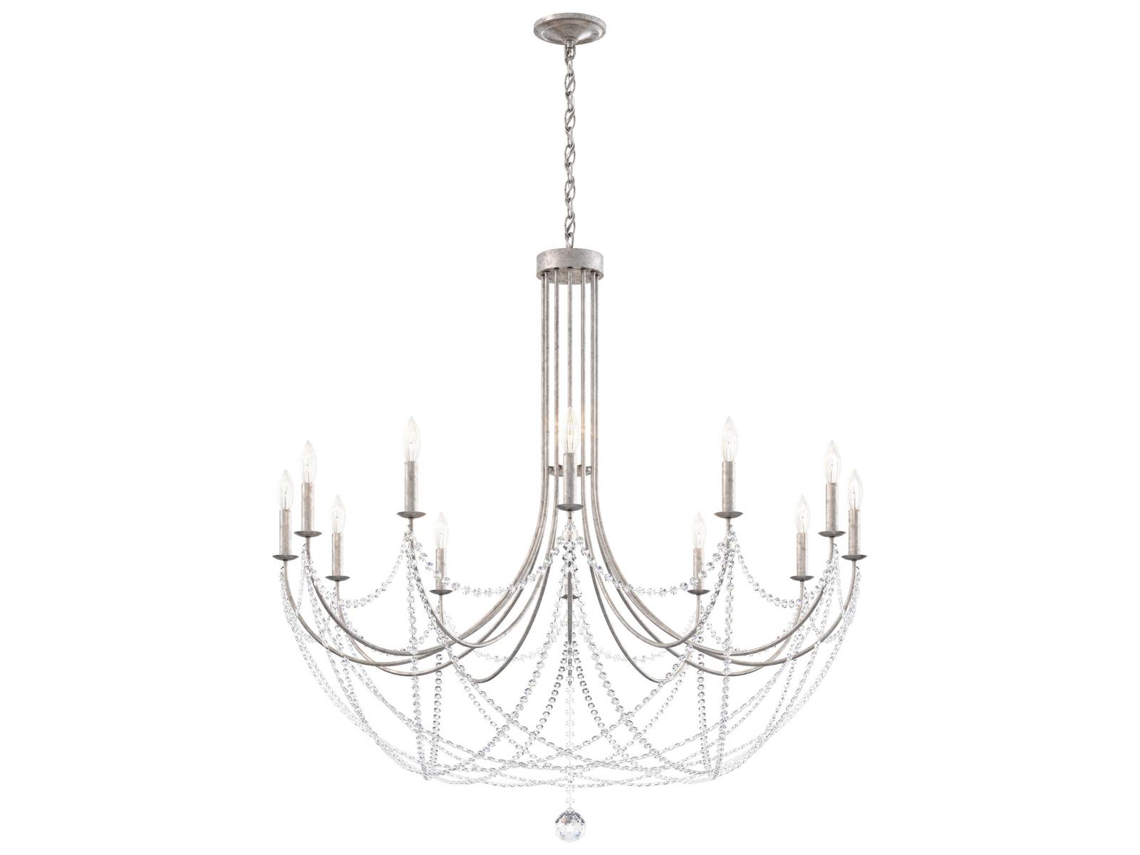 Schonbek 12-Light Verdana Candelabra Chandelier in Antique Silver with Optic Crystal