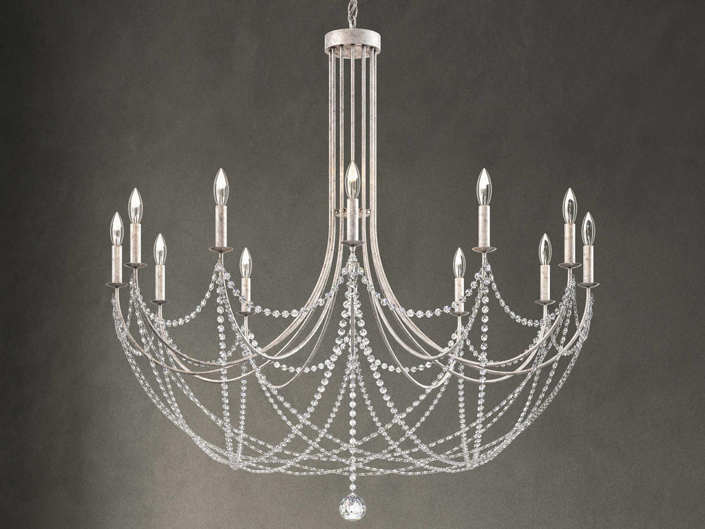 Schonbek 12-Light Verdana Candelabra Chandelier in Antique Silver with Optic Crystal