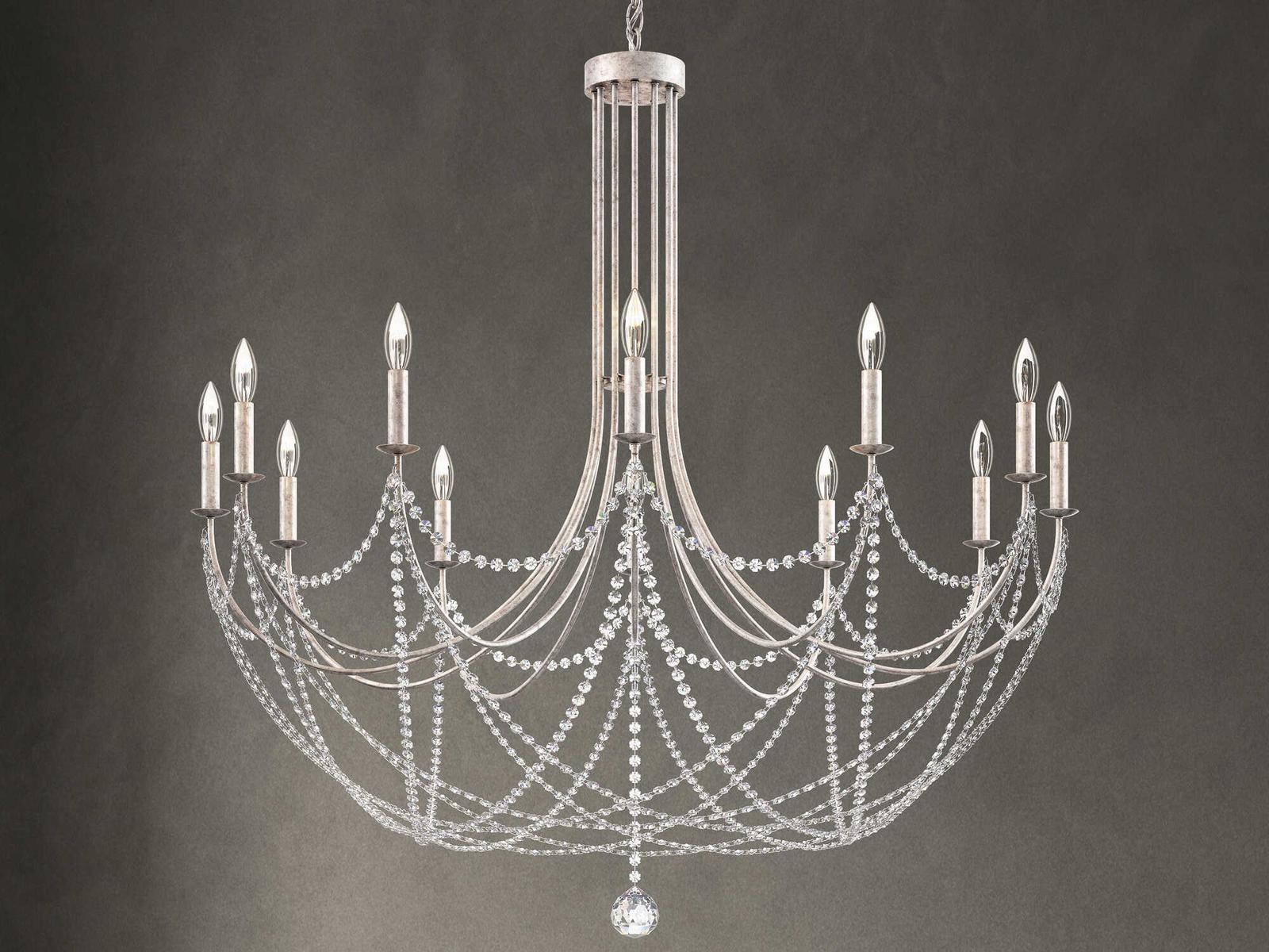 Schonbek 12-Light Verdana Candelabra Chandelier in Antique Silver with Optic Crystal