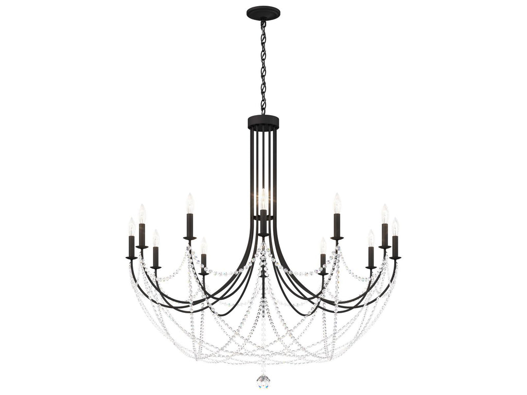 Schonbek Verdana 12-Light Black Crystal Candelabra Chandelier