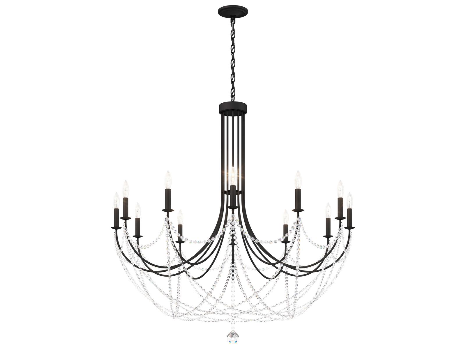 Schonbek Verdana 12-Light Black Crystal Candelabra Chandelier