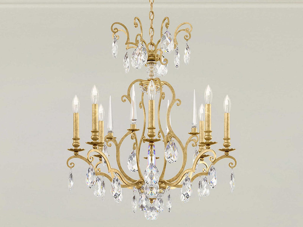 Schonbek Renaissance Nouveau 8-Light Heirloom Gold Crystal Candelabra Chandelier