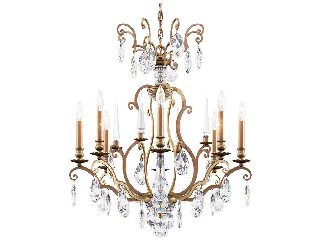 Schonbek Renaissance Nouveau 8-Light Etruscan Gold Crystal Candelabra Chandelier