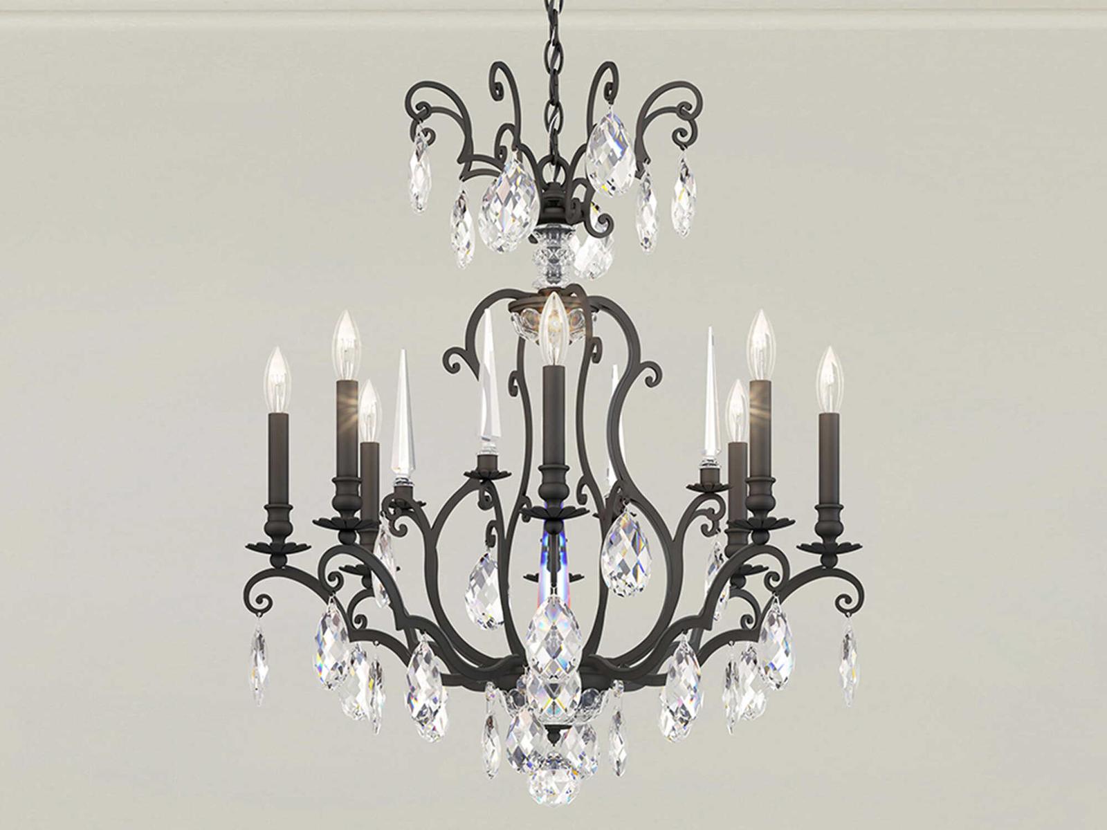 Schonbek Renaissance Nouveau 8-Light Black Crystal Candelabra Chandelier