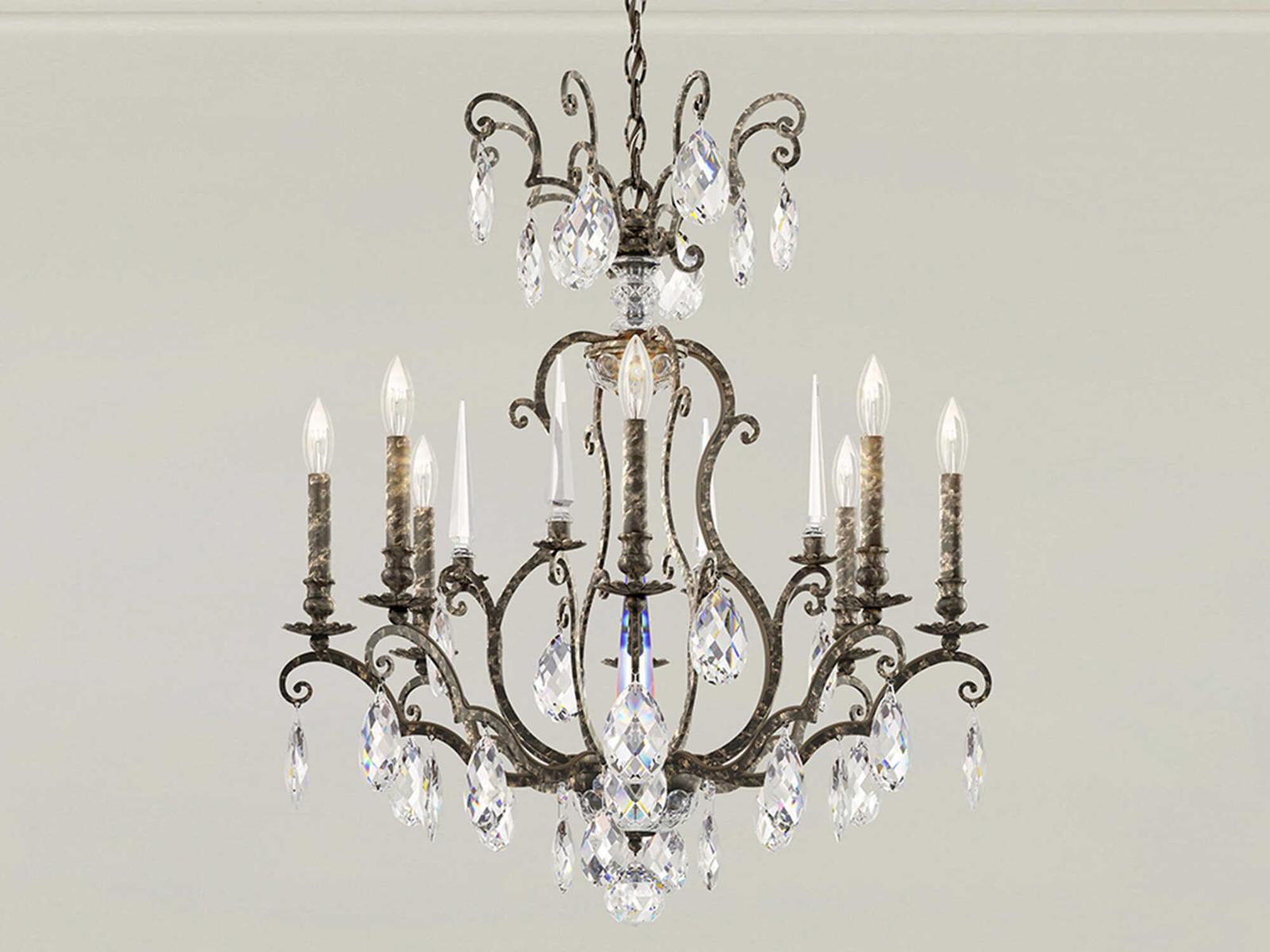 Schonbek 8-Light Renaissance Nouveau Candelabra Chandelier in Heirloom Bronze