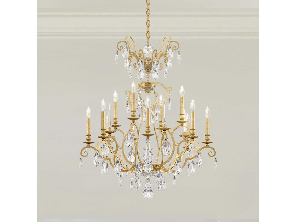 Schonbek Renaissance Nouveau 12-Light 2-Tier Chandelier in Heirloom Gold with Heritage Crystal