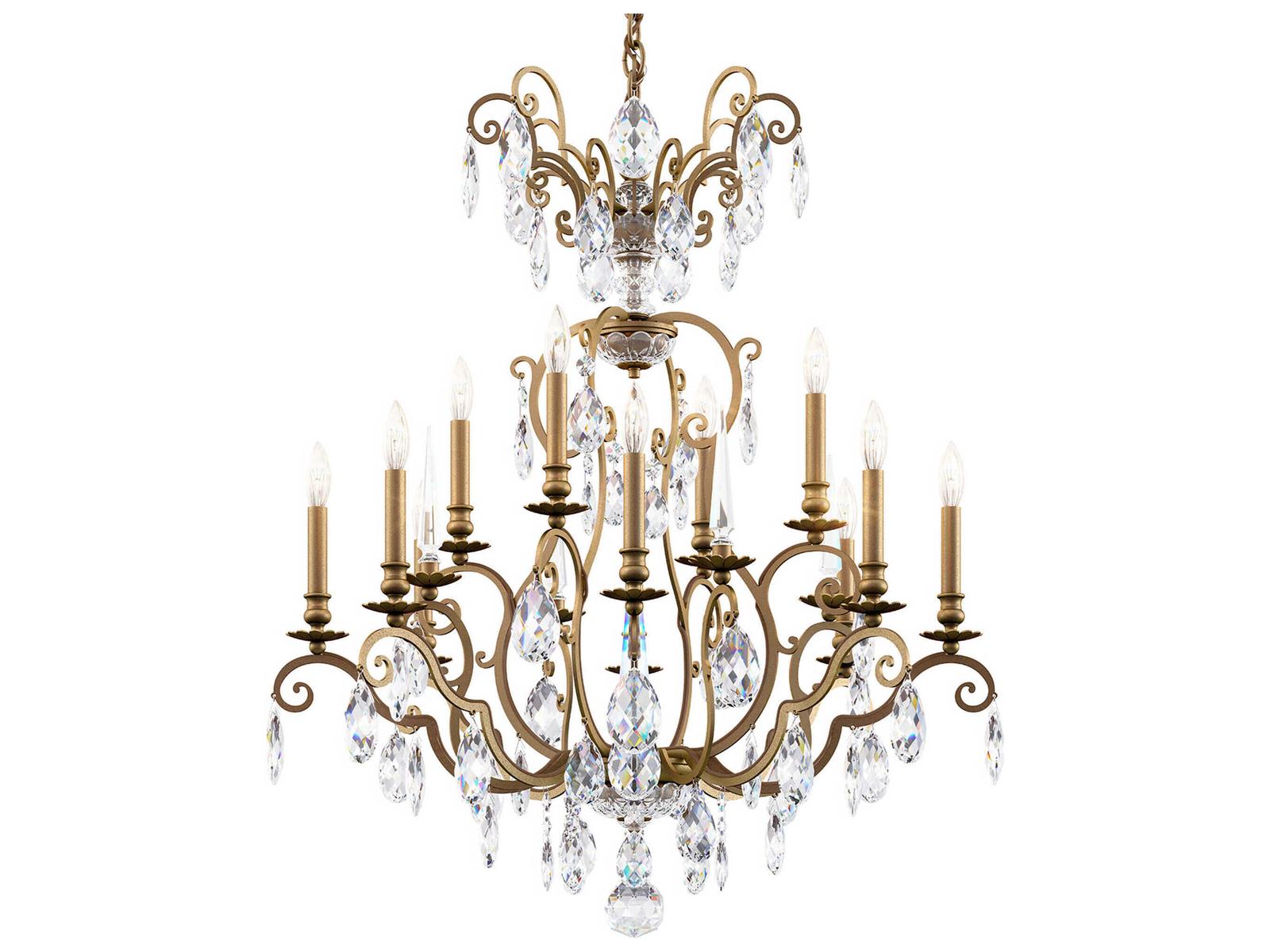 Schonbek Renaissance Nouveau 12-Light Etruscan Gold Crystal Chandelier