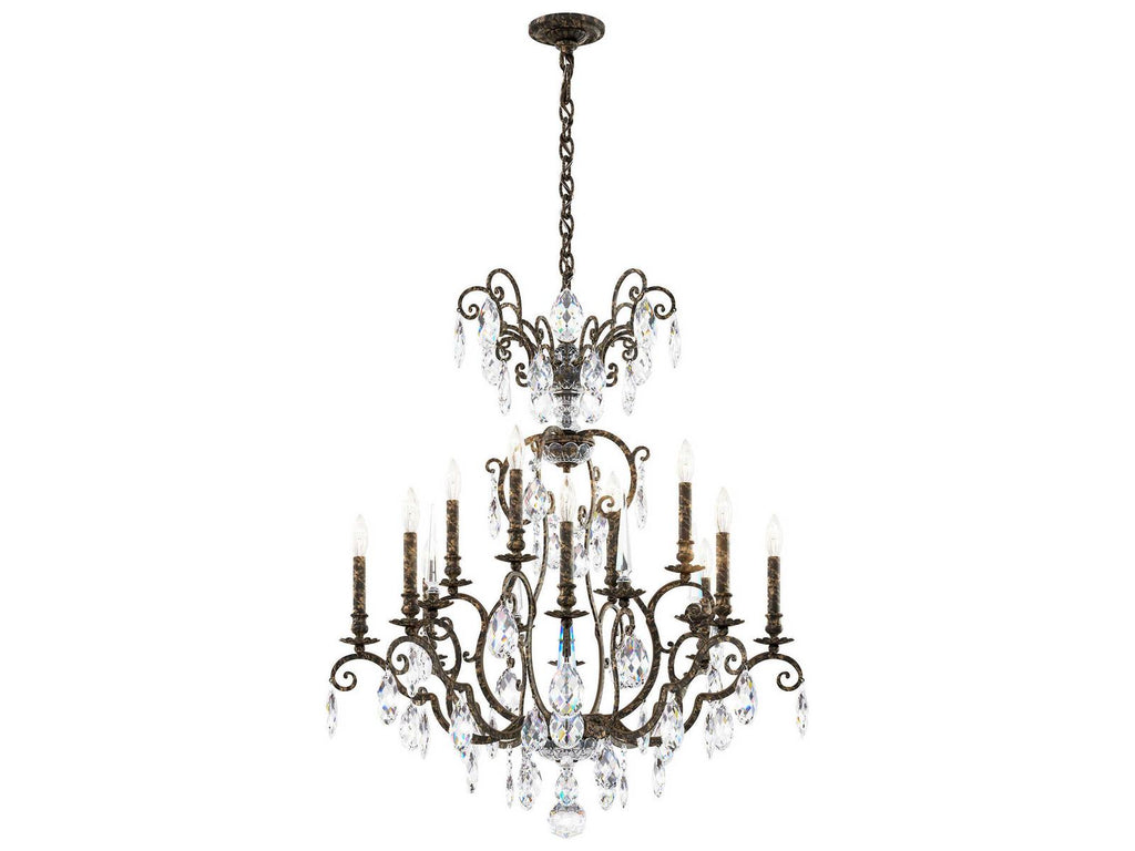 Schonbek Renaissance Nouveau 12 8-Light Heirloom Bronze Crystal Candelabra Chandelier
