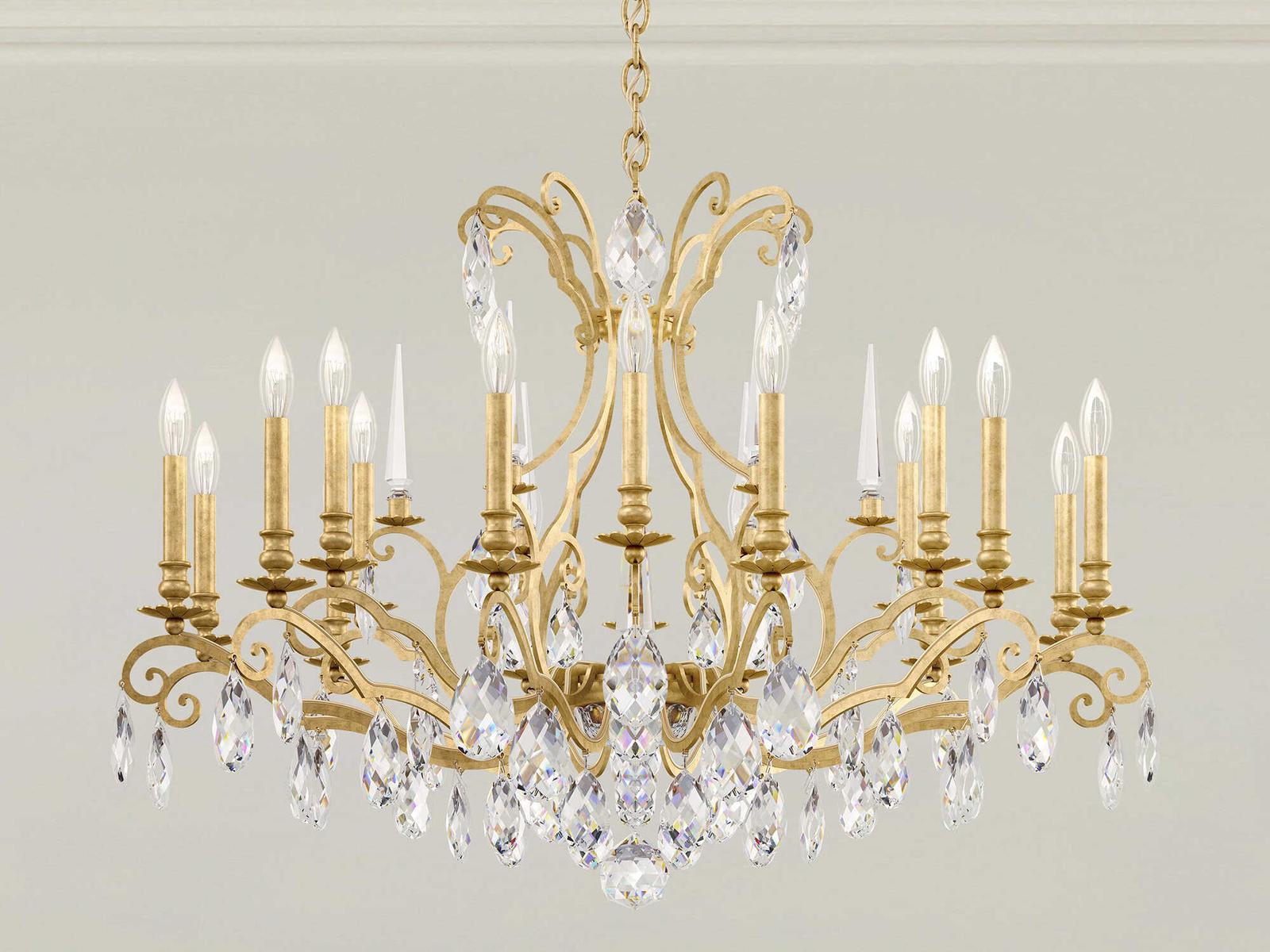 Schonbek Renaissance Nouveau 18-Light Crystal Chandelier in Heirloom Gold