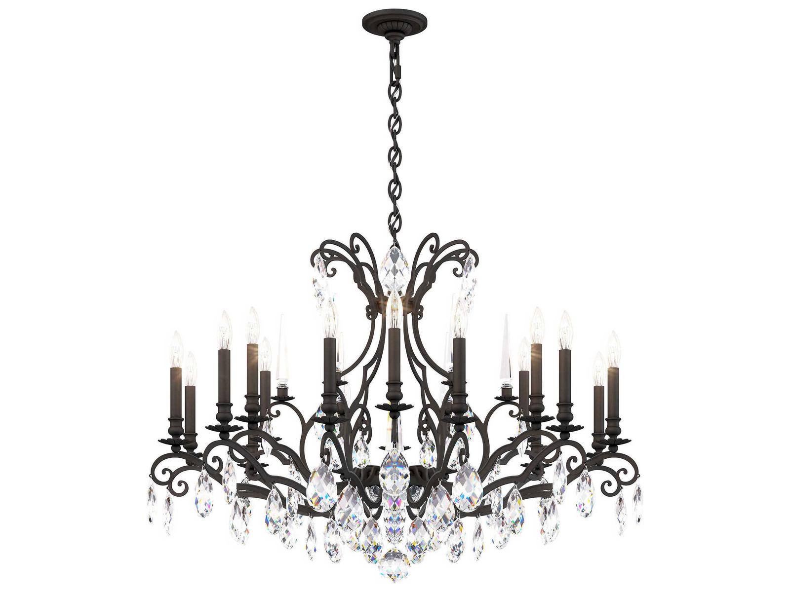 Schonbek Renaissance Nouveau 18-Light Candelabra Chandelier in Black with Heritage Crystal