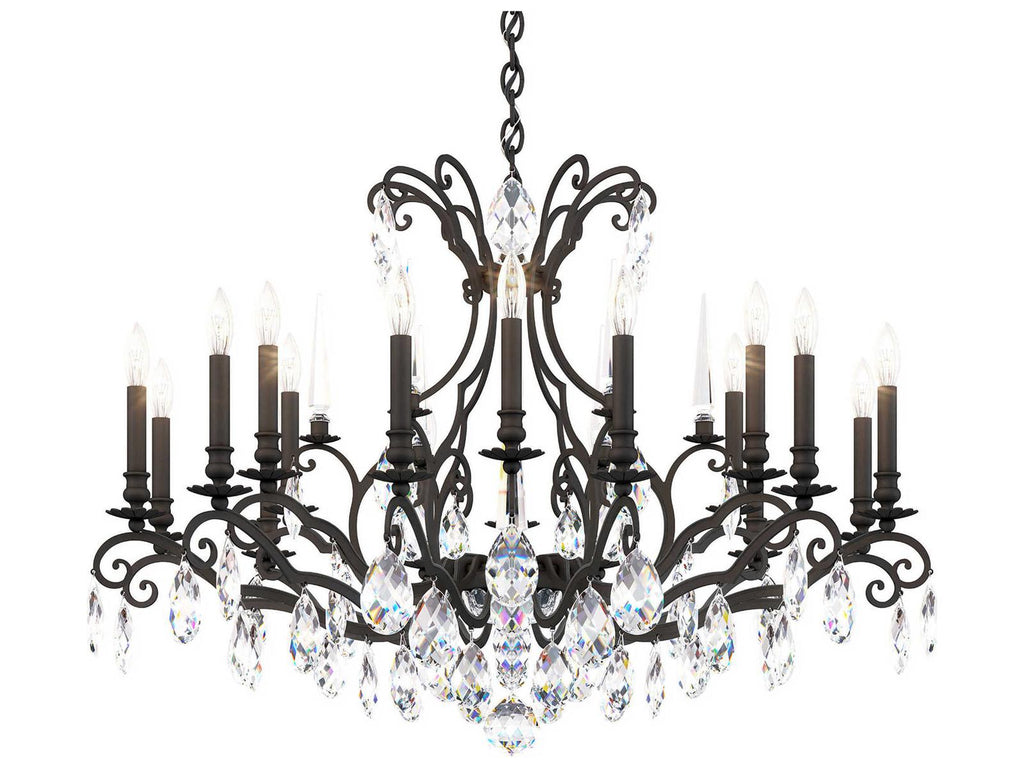 Schonbek Renaissance Nouveau 18-Light Candelabra Chandelier in Black with Heritage Crystal