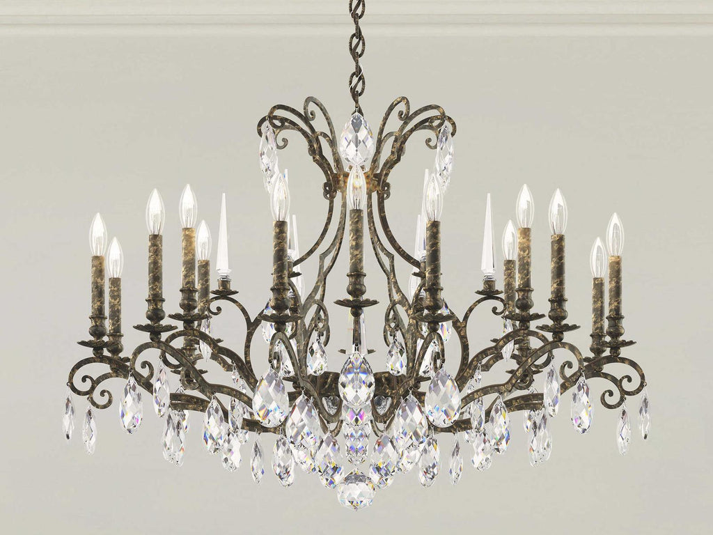 Schonbek Renaissance Nouveau 18-Light Crystal Candelabra Chandelier in Heirloom Bronze