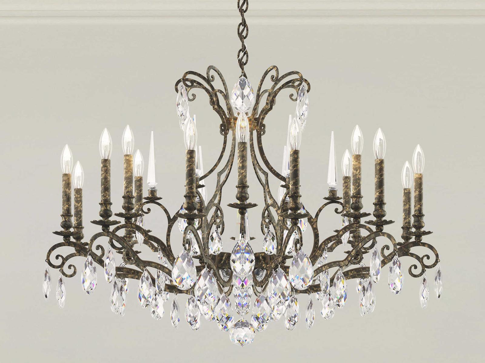 Schonbek Renaissance Nouveau 18-Light Crystal Candelabra Chandelier in Heirloom Bronze