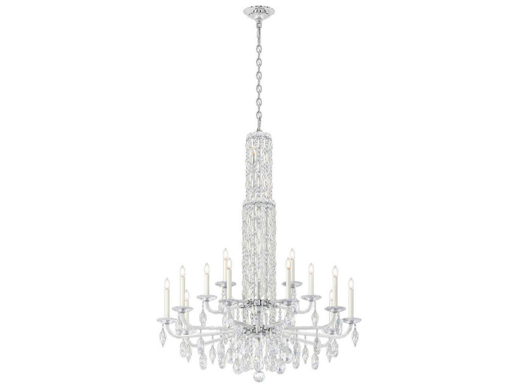 Schonbek Siena 17-Light Crystal Candelabra Chandelier with Cascading Drops