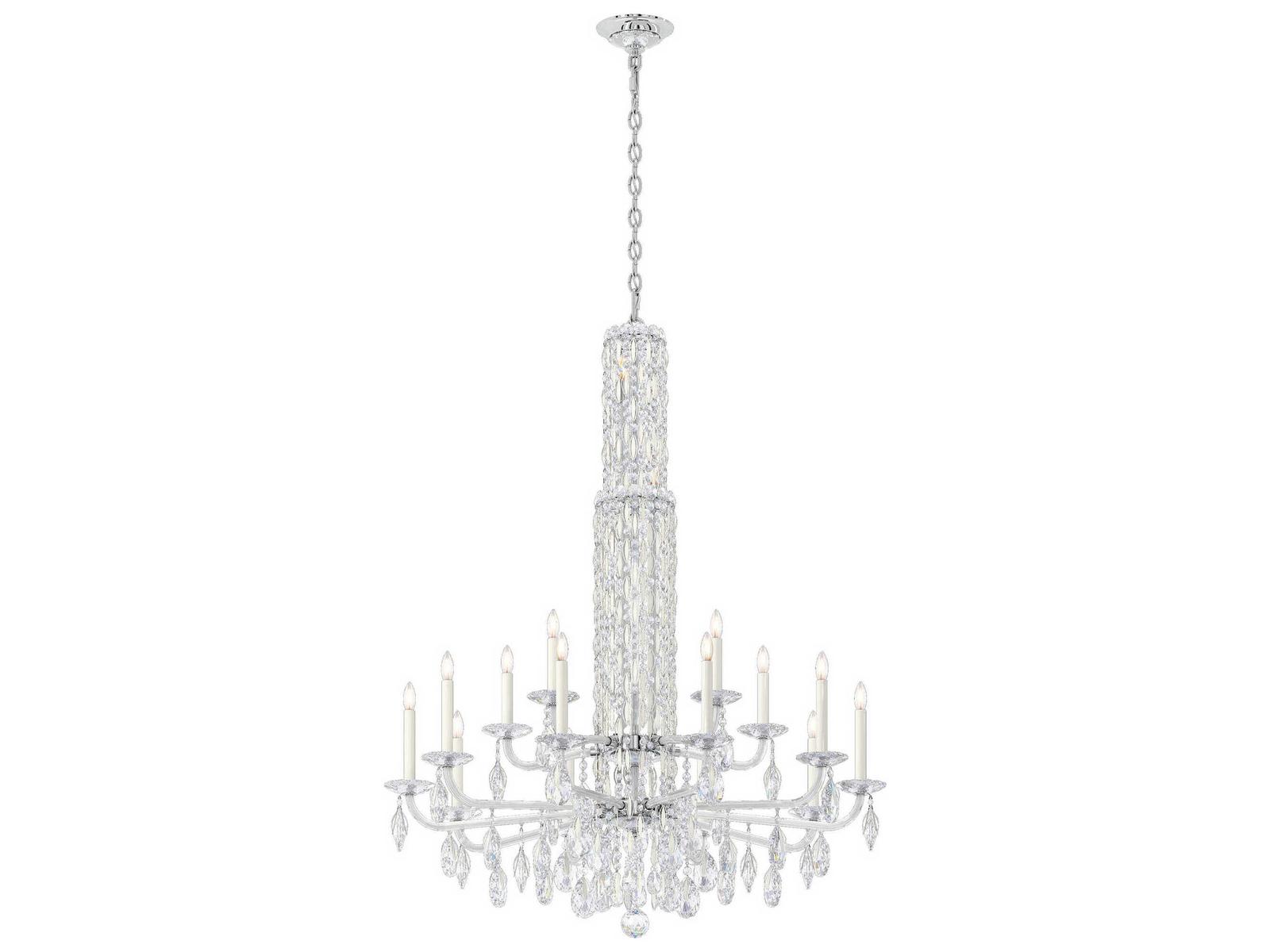 Schonbek Siena 17-Light Crystal Candelabra Chandelier with Cascading Drops