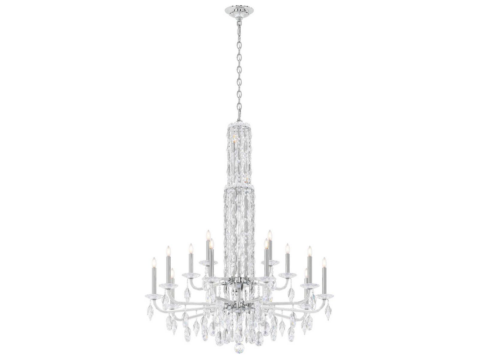 Schonbek Siena 17-Light Crystal Candelabra Chandelier with Cascading Drops