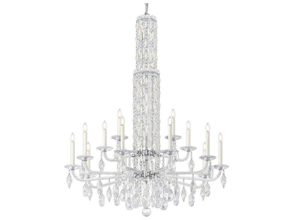 Schonbek Siena 17-Light Crystal Candelabra Chandelier with Cascading Drops