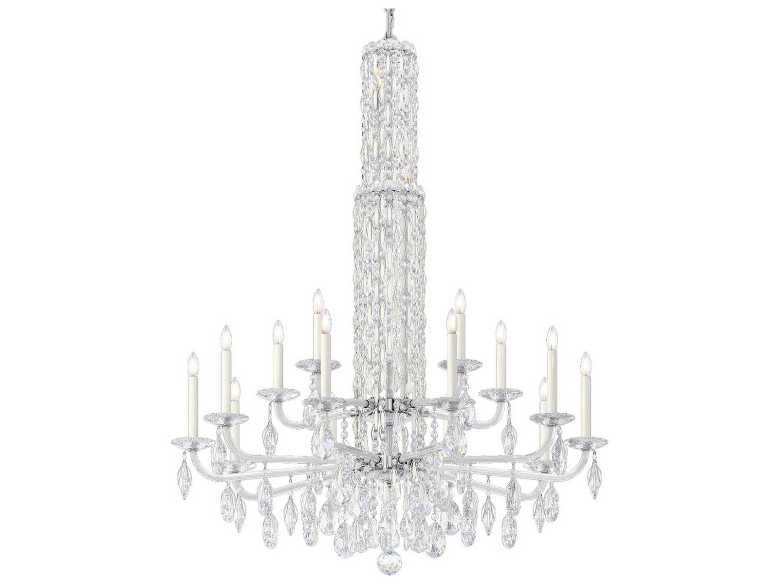 Schonbek Siena 17-Light Crystal Candelabra Chandelier with Cascading Drops