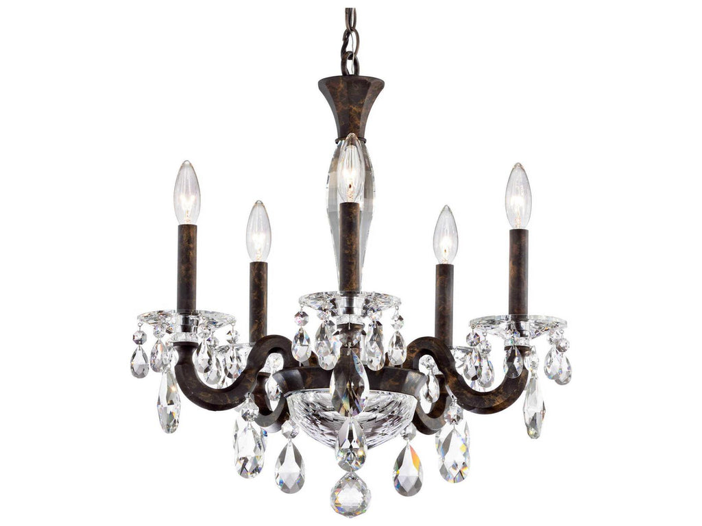 Schonbek 5-Light San Marco Candelabra Chandelier in Heirloom Bronze with Radiance Crystal