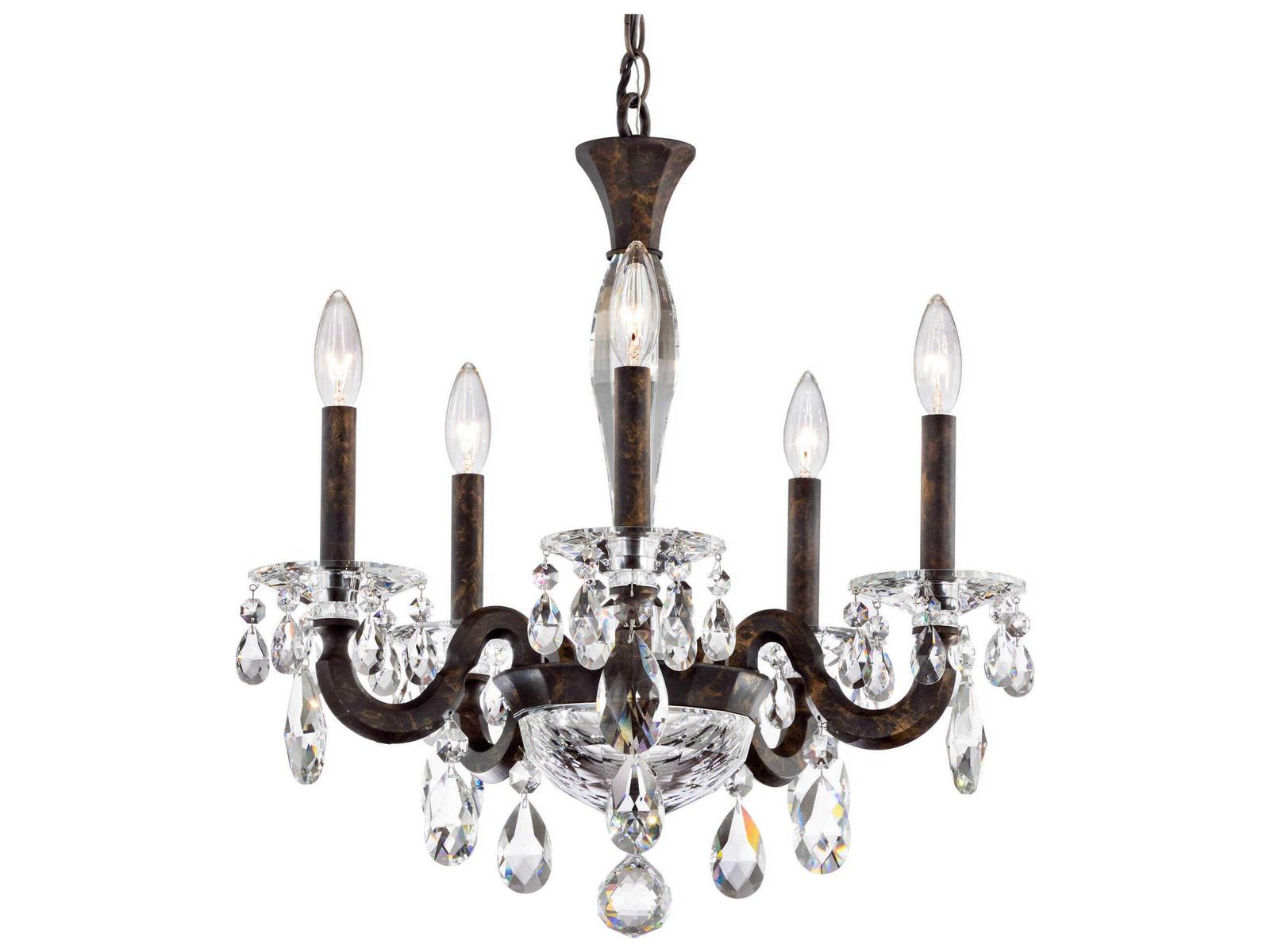 Schonbek 5-Light San Marco Candelabra Chandelier in Heirloom Bronze with Radiance Crystal