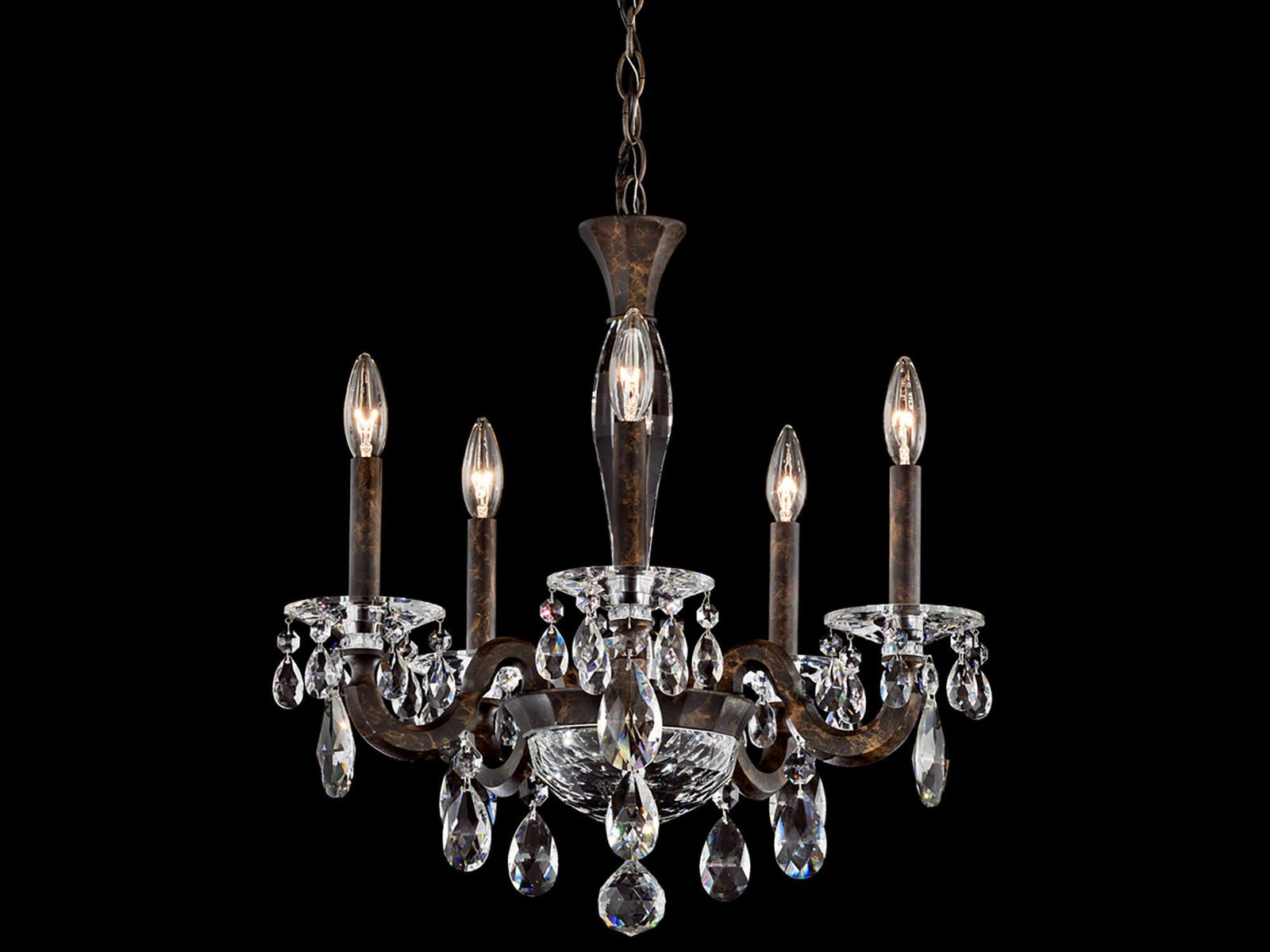 Schonbek 5-Light San Marco Candelabra Chandelier in Heirloom Bronze with Radiance Crystal