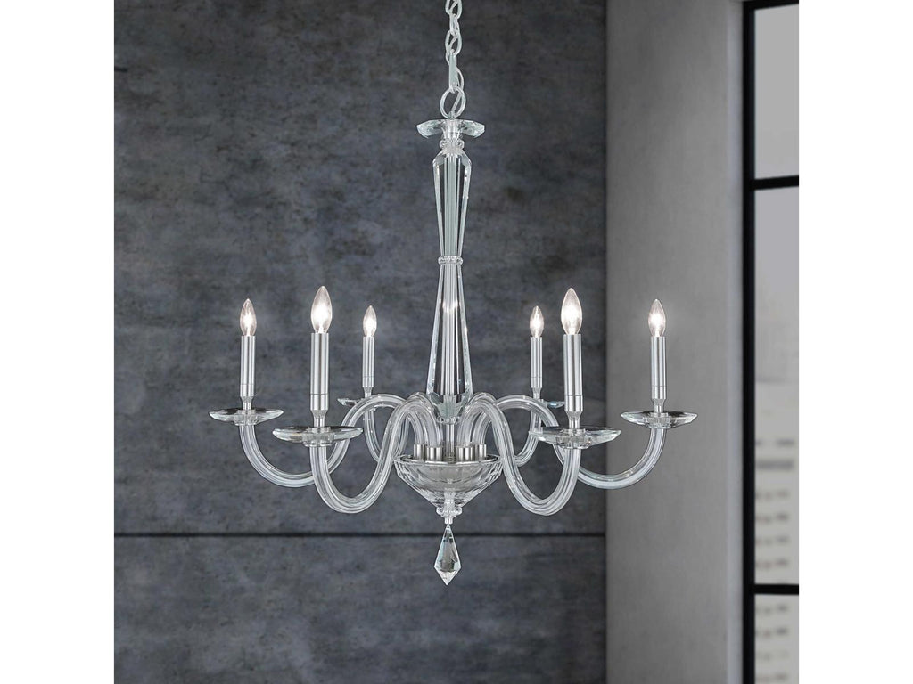 Schonbek 6-Light Habsburg Chandelier with Optic Crystal in Polished Chrome