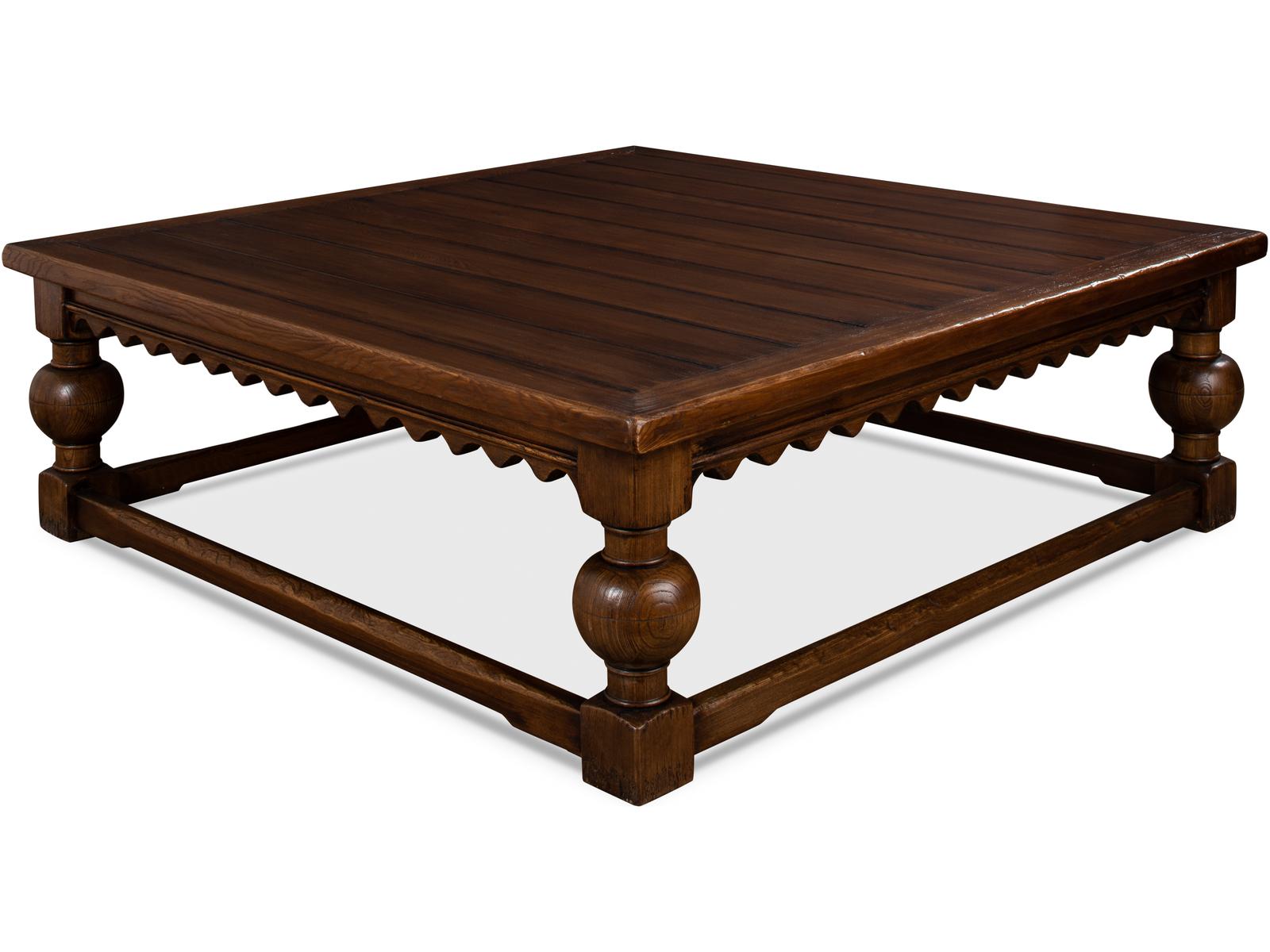 Durand Square Coffee Table in Dark Brown Elm Wood